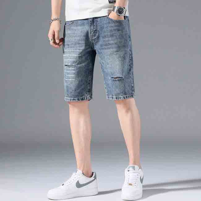Rakuten - 【ボトムス・パンツ】ハーフパンツ デニム ダメージ加工 カーゴパンツ 短パン カジュアル