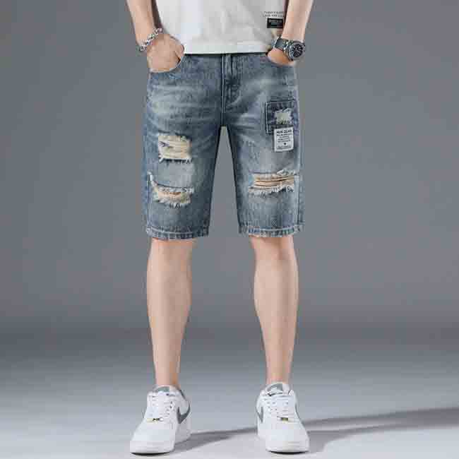 Rakuten - 【ボトムス・パンツ】ハーフパンツ デニム ダメージ加工 カーゴパンツ 短パン カジュアル