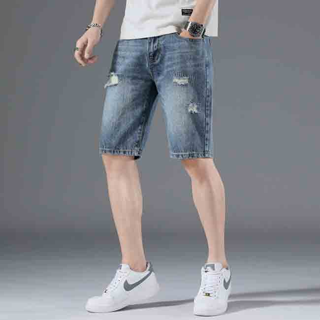 Rakuten - 【ボトムス・パンツ】ハーフパンツ デニム ダメージ加工 カーゴパンツ 短パン カジュアル