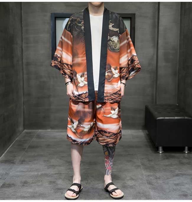 【甚平・浴衣】夏物 上下2点セット 甚平メンズ 浴衣風 甚平 和柄 男性 薄手 夏用