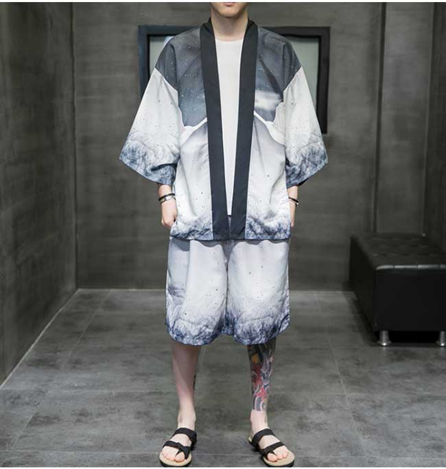 【甚平・浴衣】夏物 上下2点セット 甚平メンズ 浴衣風 甚平 和柄 男性 薄手 夏用