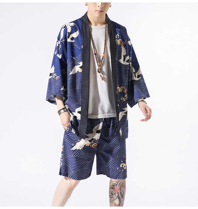 【甚平・浴衣】夏物 上下2点セット 甚平メンズ 浴衣風 甚平 和柄 男性 薄手 夏用
