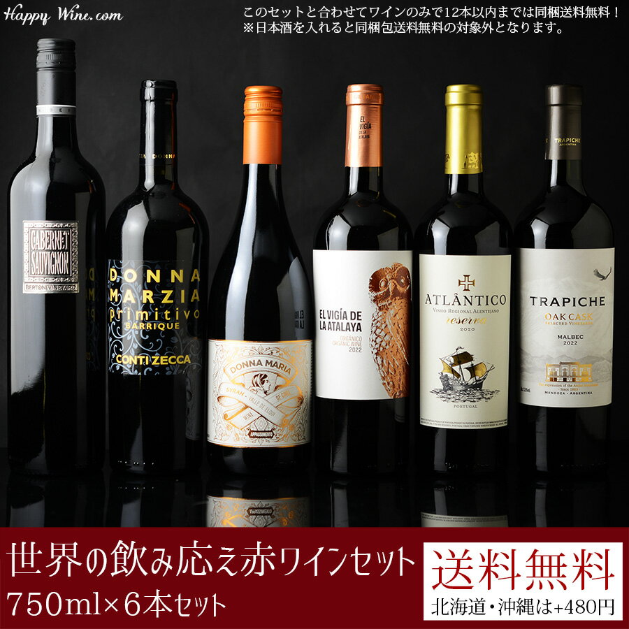 ◎【送料無料】世界の飲み応え赤ワインセット 750ml×6本セット 750ml×6本