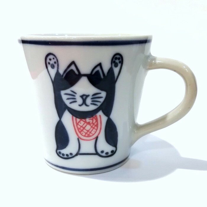 染付陶器 マグカップ コーヒーカップ 湯呑み 陶器 ネコ ねこ 招き猫 まねき猫 三猫 和風 和柄 おしゃれ ギフト モダン 和