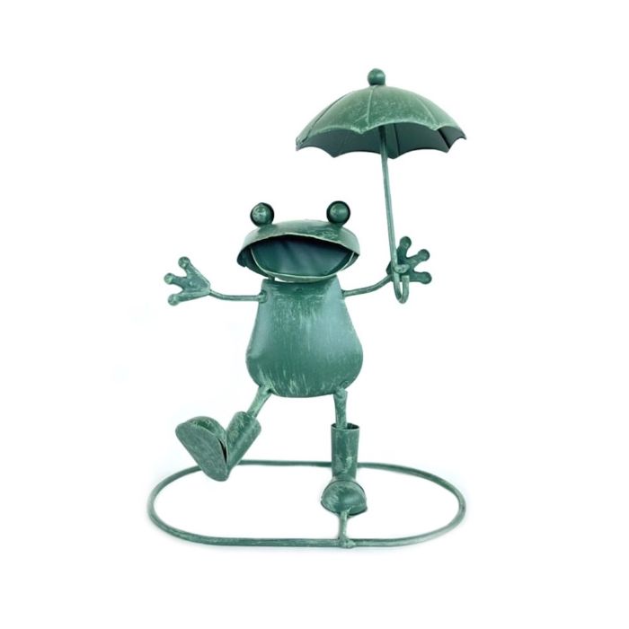 フロッグ アンブレラダンス カエル 傘さし蛙 長靴をはいた蛙 4874 かえる かわいい ポップ ガーデニング お庭づくり 園芸 オブジェ 置物 インテリア 2