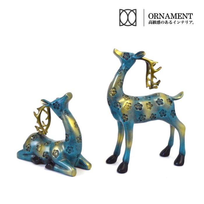 Ceystal Ornaments - 鹿のペアオブジェ しか 鹿 バンビ オブジェ 置物 動物 オーナメント 角　豹 アニマル　おしゃれ かわいい 輸入雑貨 インテリア アニマル 高級感 置き物