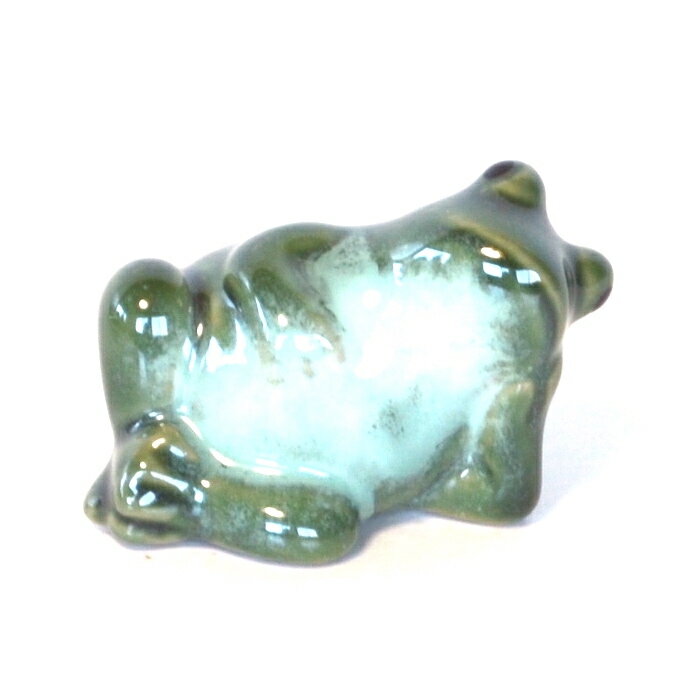 乐天商城 - 陶器　お休み蛙　かえる カエル かわいい 置物　オブジェ 幸運 癒し 金運 健康運 縁起物 梅雨
