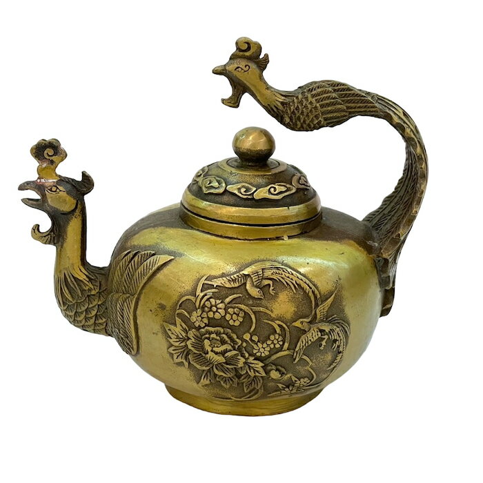 鳳凰急須 鳳凰 朱雀 不死鳥 フェニックス 観賞用 銅 金 ゴールド 置物 守護神 縁起物 中国 インテリア オブジェ 繁栄 プレミアム 真鍮 y3-4 [2]