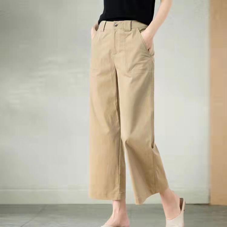 ワイドパンツ クロップド丈 7分丈 スラックス レディース チノパンツ ハイウエスト きれいめ 通気性 薄手 涼しい パンツ 春夏 ボトムス ウエストゴム ゆったり クロップドパンツ 7分丈パンツ 低身長 通勤 通学 春夏コーデ 無地 大人 おしゃれ 美脚パンツ 【送料無料】