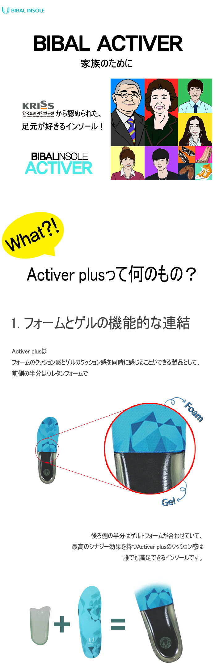 ビバルインソール　アクエティバープラスBIBAL INSOLE　Activer plusインソール　中敷き　衝撃吸収　介護　シニア　運動　スポーツ衝撃吸収 satani-10000204 リフォーム エコ雑貨 satani サンプル画像2