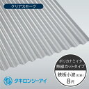 タキロンシーアイ　ポリカナミイタ　熱線カットタイプ　鉄板小波　32波　8尺　4010 クリアスモーク　波板　10枚入　2420mm(長さ) × 655mm(幅)　ポリカーボネート　ポリカ波板