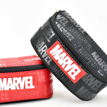 【1000円以上購入で全商品送料無料！】【メール便可】MARVEL マーベル ロゴシリーズ フルオープン ポーチ ペンケース 筆箱 レディース メンズ オールシーズン ブラック レッド MV-136 / MV-137 あす楽