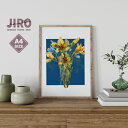 【 A4 】花 絵 黄色 青 イラスト インテリア アート ポスター 壁掛け シンプル おしゃれ 北欧 韓国 雑貨