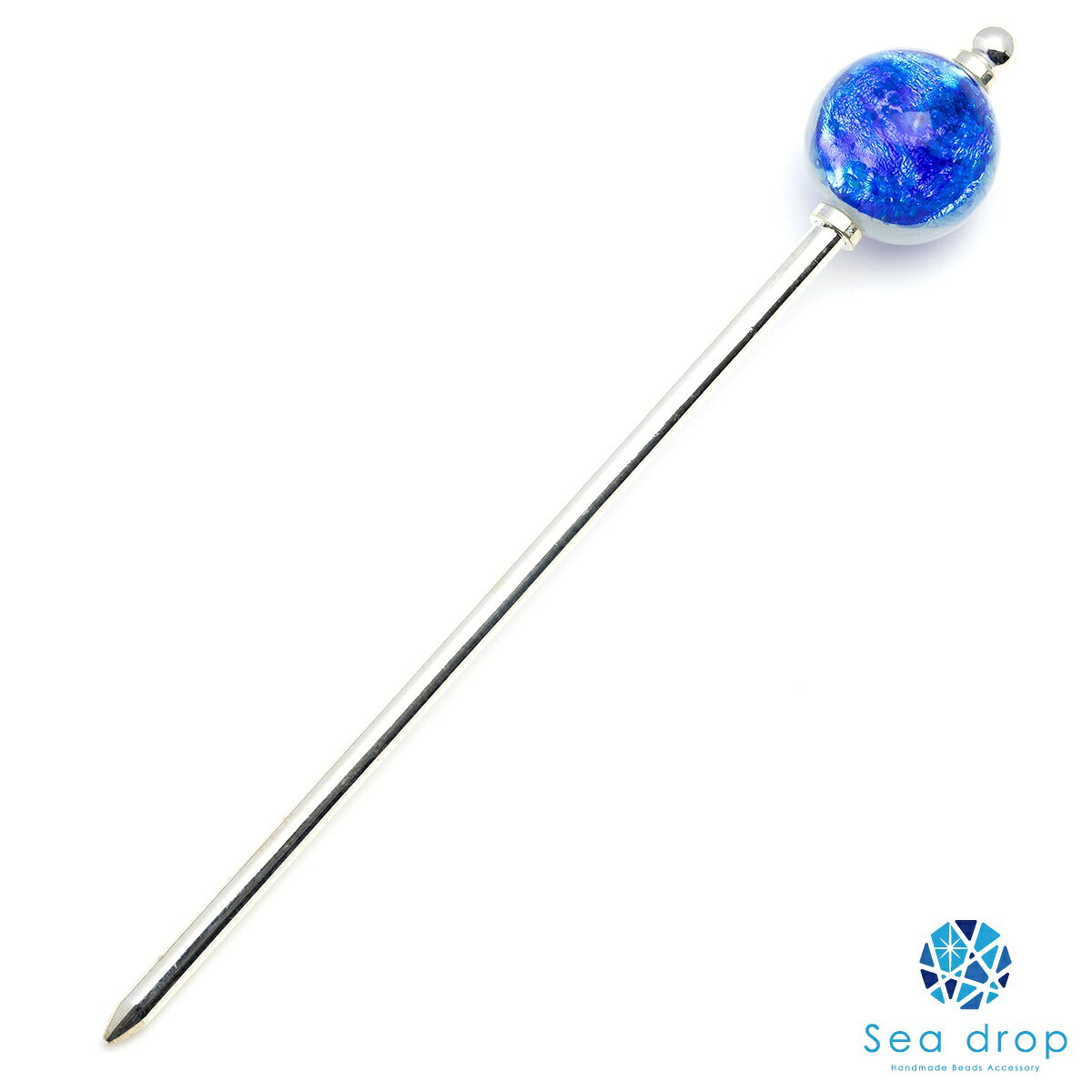 Sea drop かんざし 簪 光る ホタルガラス とんぼ玉 ミヤコマリン 22mm 蓄光 ゴールド シルバー 一本挿し 髪飾り 和風 浴衣 着物 ヘアアクセサリー [295ht]