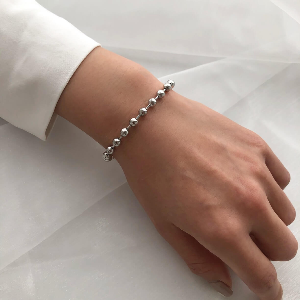 【楽天スーパーSALE 10%OFF】ブレスレット ボールチェーン 長さ調整 チェーンブレスレット 個性的 レディース シンプル ペア 真鍮 アクセサリー シン...