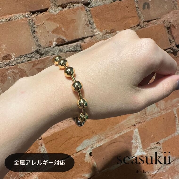 【楽天スーパーSALE 10％OFF】mixカラーのボールチェーンブレスレット ステンレス ボールチェーン ミックスカラー 金属アレルギー対応 大ぶり個性的 カジュアル 大人かわいい 韓国アクセサリー プレゼント ギフト ママコーデ