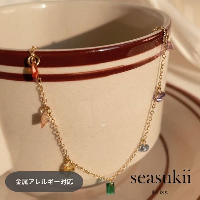 【楽天スーパーSALE 10％OFF】カラークリスタルブレスレット ステンレスブレスレット カラフル クリスタル ブレスレット 金属アレルギー対応 ワンポイント アクセサリー カジュアル 大人かわいい 上品 きれいめ 韓国アクセサリー プレゼント ギフト ママコーデ