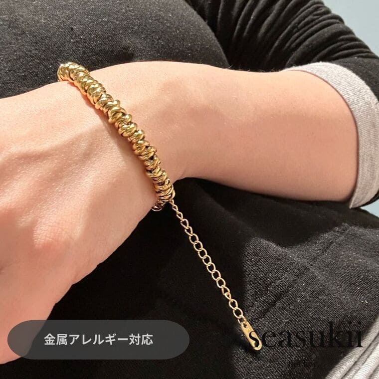 乐天商城 - 【福袋対象】ブレスレット リングビーズブレスレット ステンレス 金属アレルギー対応 つけっぱなし お風呂OK カジュアル 大人かわいい 上品 きれいめ 韓国アクセサリー プレゼント ギフトボリューミー レディース メンズ