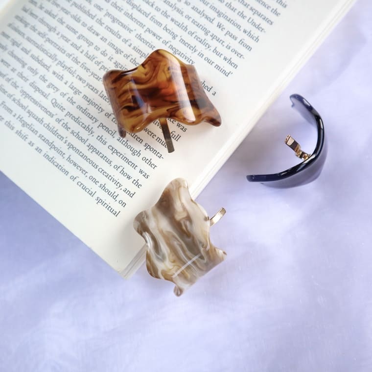 ヘアカフ ポニーフック ヘアアクセサリー ヘアフック ヘアカフス ワンポイント ブラウン グレー ベージュ 合金 セルロイド おしゃれ 大人かわいい デイリー ヘアー 上品 ギフト プレゼント