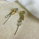 【12/4 20:00~全品50%OFFクーポンあり】ピアス 両耳用 チェーンピアス ロングピアス ミックスカラー 個性的 チタンポスト 真鍮 鉄 ベネチアンチ...