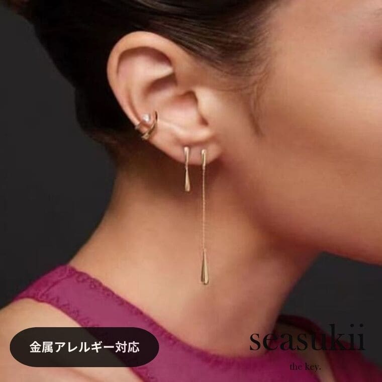 【12/4 20:00~全品50%OFFクーポンあり】ピアス 両耳用 ステンレス ロングピアス ドロップピアス エレガント シンプル 金属アレルギー対応 ステン...