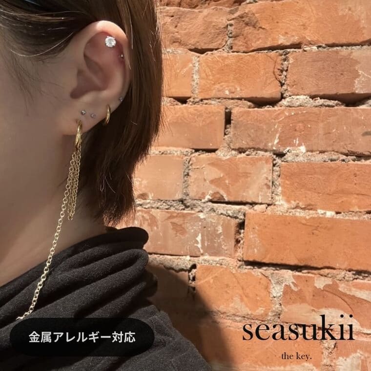 ピアス ロング ステンレス チェーンピアス フープピアス ロングステンレスピアス 汗 水に強い プール スポーツ 海 個性的 大人かわいい スニーカー サンダル きれいめ 韓国アクセサリー プレゼント ギフト ママコーデ