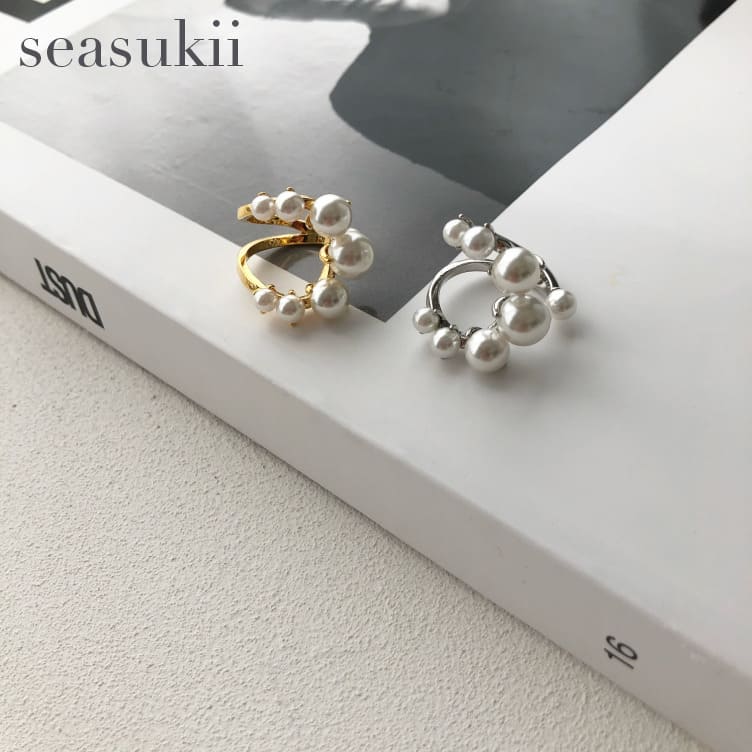 【12/4 20:00~全品50%OFFクーポンあり】フリーサイズ リング 指輪 パールリング 華やかリング パーティー 推し活 結婚式 パールアイテム 真鍮 ...