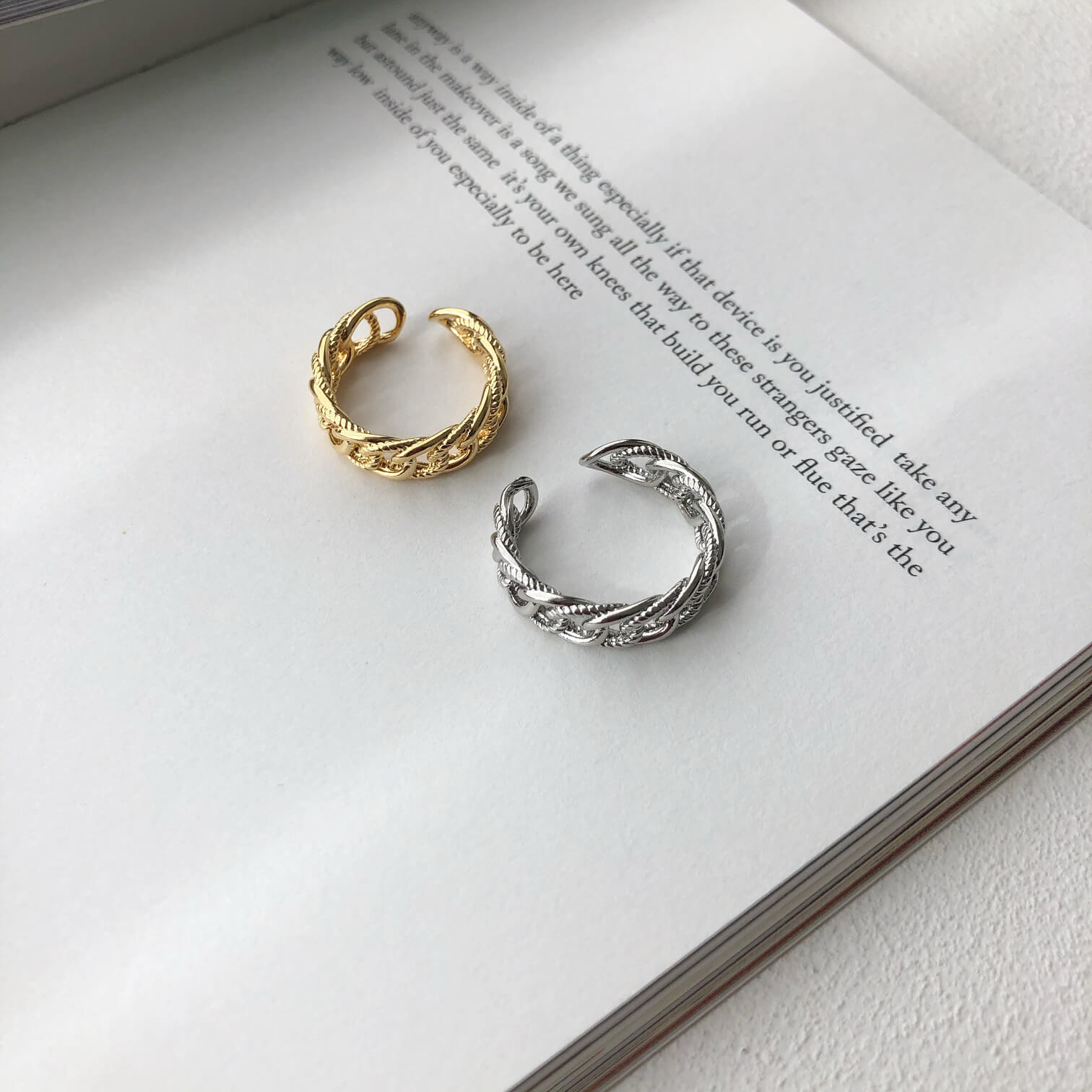 【12/4 20:00~全品50％OFFクーポンあり】リング 指輪 チェーンリング 太め デザインリング 11号 12号 フリーサイズ 中指 人差し指 重ね付け レイヤード 大人かわいい デイリー 上品 きれいめ プレゼント ギフト