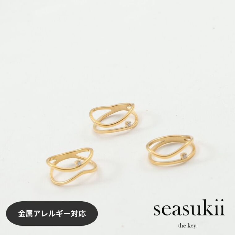 【12/4 20:00~全品50％OFFクーポンあり】リング 指輪 ウェーブリング 11号 14号 16号 ステンレスリング ジルコニアリング デザインリング 金属アレルギー対応 人差し指 韓国アクセサリー プレゼント ギフト