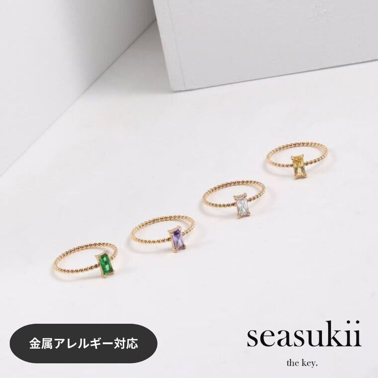 【12/4 20:00~全品50％OFFクーポンあり】カラーストーンリング リング 指輪 ステンレスリング ジルコニアリング ジルコニア シンプルデザインリング デイリー グリーン クリア パープル イエロー 韓国アクセサリー プレゼント ギフト