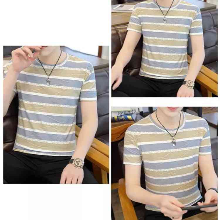 ボーダー Tシャツ 半袖 メンズ トップス 半袖tシャツ カットソー ラウンドネック 着痩せ 大きいサイズ ボーダー 涼しげ カジュアル 夏 送料無料 韓国風 おしゃれ S M L XL 2XL 3XL