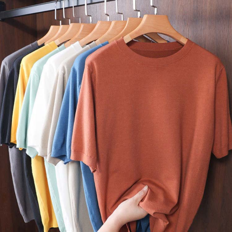 サマーニット トップス メンズ 半袖tシャツ 夏ニット プルーオーバー ゆったり 送...