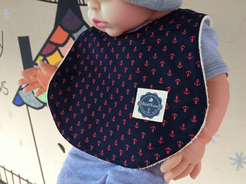 【11/26まで ポイント20倍 】 リバーシブルタオルビブ(イカリ柄)【Stitch House・ステッチハウス】ベビー ベビービブ スタイ よだれかけ 出産...