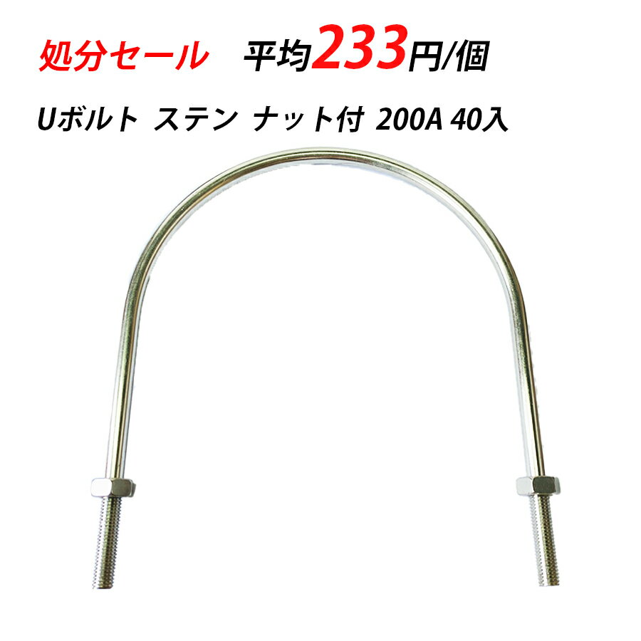 【訳あり】 Uボルト 200A 1/2 x 8 ナット付き 40入 ステンレス 29025