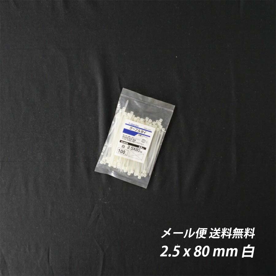 【7/26(土)01時59分まで全品ポイント10倍】結束バンド 2.5x 80 mm 白 ケーブルタイ まとめる 送料無料 電気工事用 ナイロン 配線 束ねる 縛る インシュロック 配線整理 園芸用品 園芸農業資材