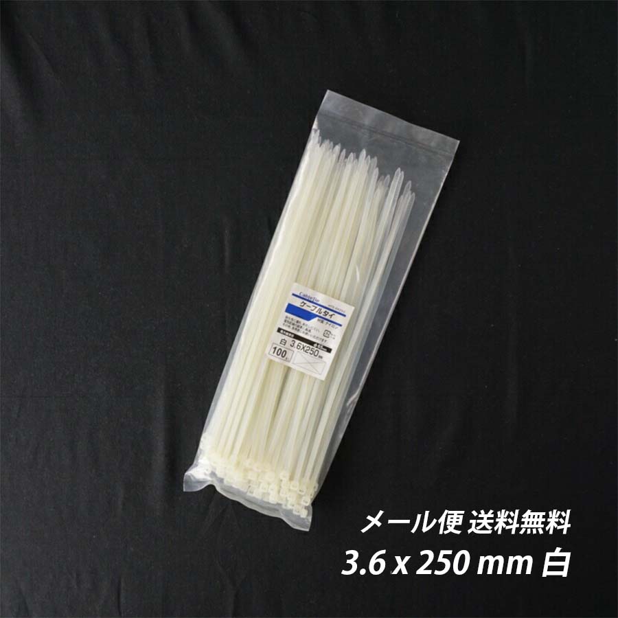 結束バンド 幅 3.6mm 長さ 100mm 150mm 200mm 250mm 300mm 白 ケーブルタイ まとめる 送料無料 電気工..