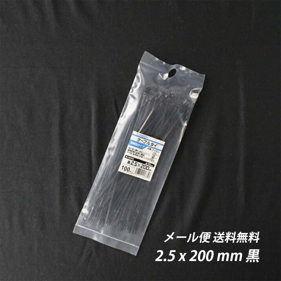 結束バンド 2.5x 200 mm 黒 耐候性 屋外 ケーブルタイ まとめる 電気工事用 ナイロン 配線 束ねる 縛る インシュロック 配線整理 園芸用品 園芸農業資材