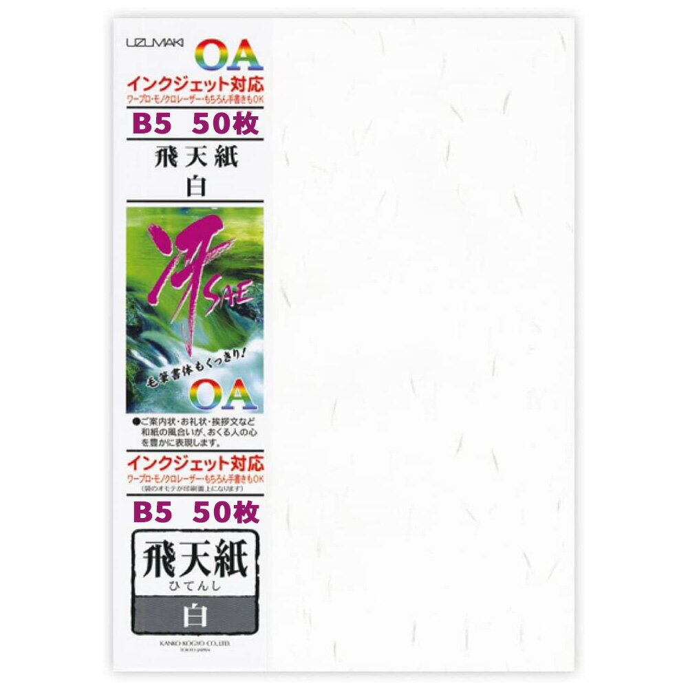 3冊セット｜菅公工業 OA和紙「冴SAE」 リ707飛天紙・白 B5 50枚大礼タイプの白い和紙