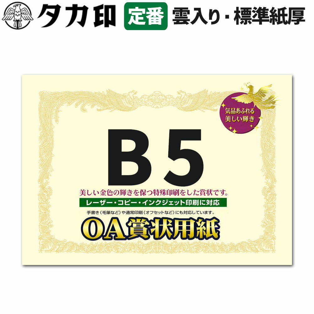 ササガワ OA賞状用紙 B5サイズ 横書