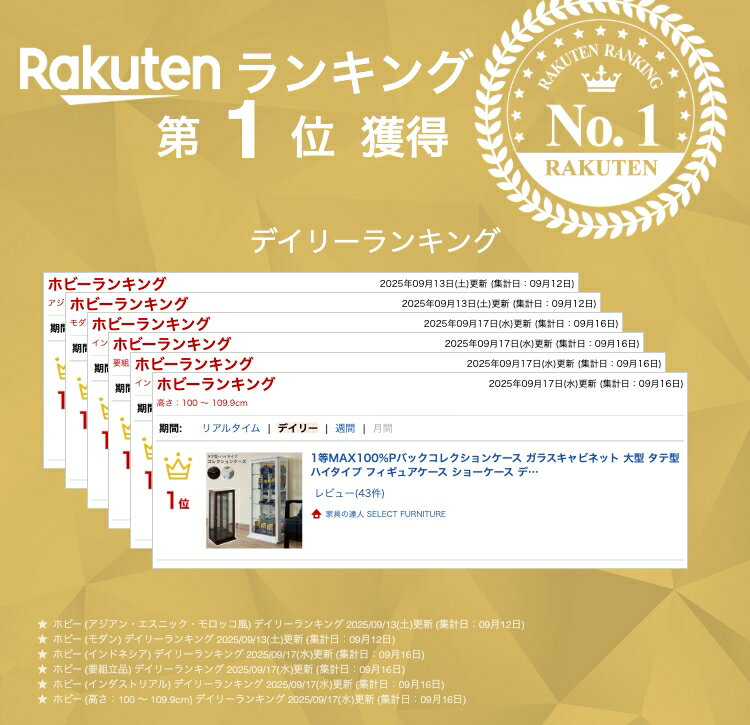 1等MAX100%Pバックコレクションケース ガラスキャビネット 大型 タテ型 ハイタイプ フィギュアケース ショーケース ディスプレイケース ガラスケース フィギア ケース 収納ケース 収納 棚 飾り棚 推し活 グッズ フィギュア ガチャ 収集 佐川 直販 2