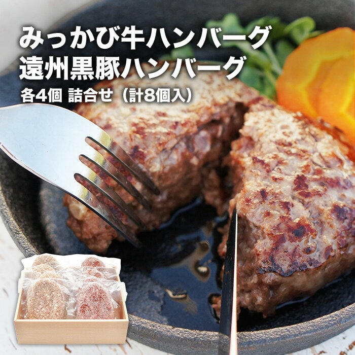 【静岡・浜松】みっかび牛・遠州黒豚ハンバーグ150g 各4個（計8個）入り