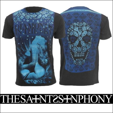 新作【THE SAINTS SINPHONY/セインツシンフォニー】ICE BATH・Tシャツ（半袖・CREWネック・ブルー×ブラック・BLUE×BLK）メンズ【送料無料】キレイなブルーが印象的！人気のスカルプリントでバックスタイルもオシャレです！【インポート】【セレカジ】【正規品】