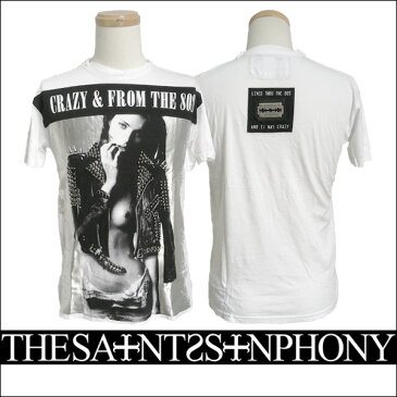 新作【THE SAINTS SINPHONY/セインツシンフォニー】PSYCHO EX・Tシャツ（半袖・CREWネック・ホワイト・WHT）メンズ【送料無料】モノトーンが大人カッコイイ！ロックなガールプリントです！【インポート】【セレカジ】【正規品】