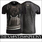 新作【THE SAINTS SINPHONY/セインツシンフォニー】SERVE EM UP・Tシャツ（半袖・CREWネック・ブラック・BLK）メンズ【送料無料】ウルフプリントが珍しくてかっこいい！モノトーンなデザインに赤い瞳のプリントがはえる1枚です！【インポート】【セレカジ】【正規品】