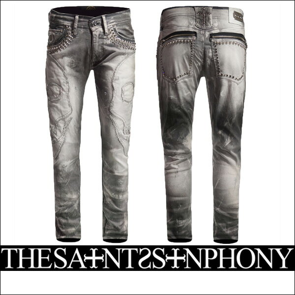 新作【THE SAINTS SINPHONY/セインツシンフォニー】GREY SKULL DENIM・デニム（ジーパン・グレー・GRY）メンズ【送料無料】セインツのTシャツと相性バッチリ！ヴィンテージ風の色合いにサイドのスカルがCOOL！【インポート】【セレカジ】【正規品】