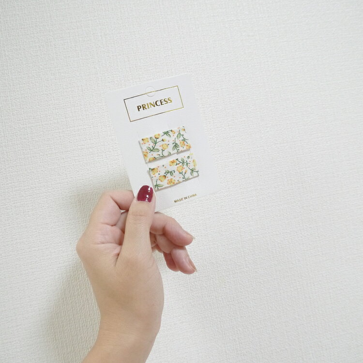 2個セット ヘアピン ヘアクリップ ヘアアクセサリー 髪飾り 小花柄 黄色 イエロー ホワイト 女の子 子供 花柄 ナチュラル お洒落 可愛い 髪留め プチプラ ヘアアクセ - Image 3