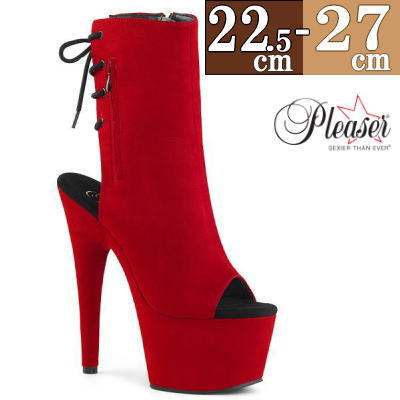 【おまけ付き】 Pleaser | 18cmヒール|21.5cm〜28cm| プリーザー 厚底ブーツ ショートブーツ 約18センチヒール 赤 オープントゥ 編み上げ ハイヒール ピンヒール ポールダンス ヒール ダンス レディース 靴 公式 ADORE-1018FS ADO1018FS/RFS/M zx