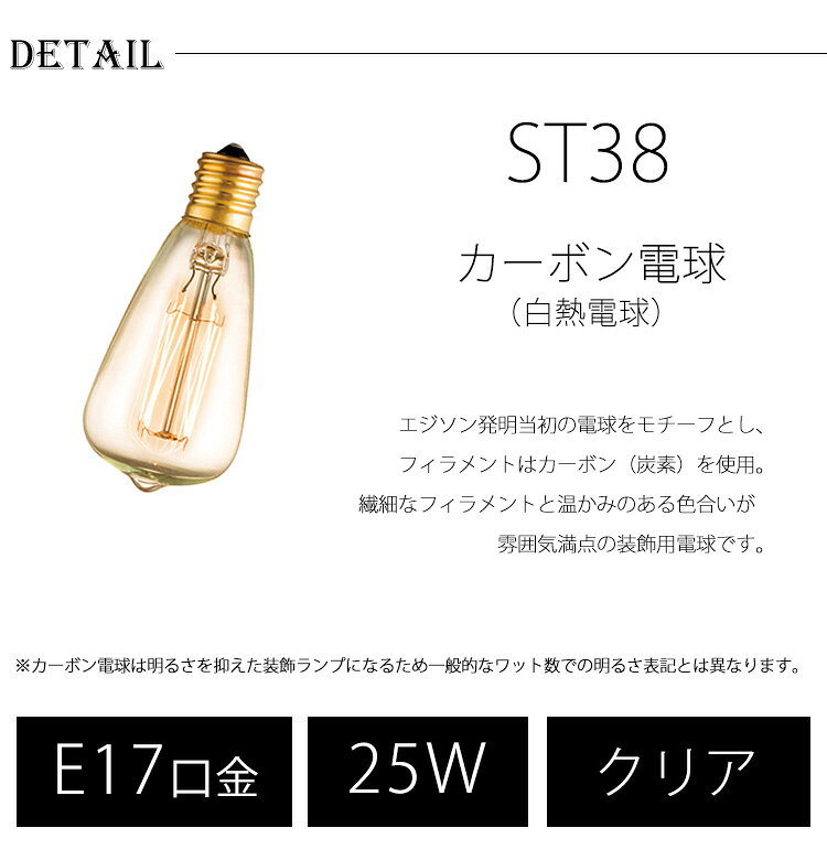 【レビューでプレゼント】ART WORK STUDIO BU-1160 E17/25W ST38カーボン電球 照明 裸電球 引っ越し ご新築 DIY リノベーション店舗 一人暮らし シンプル モダン レトロ ペンダント インテリア 雑貨 アンティーク アートワークスタジオ [2]