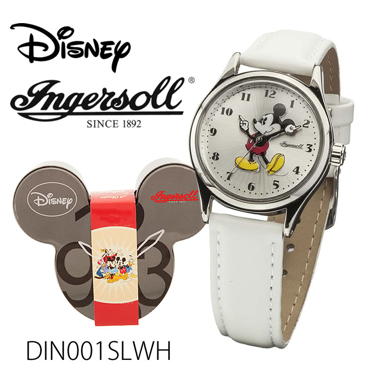 【レビューでプレゼント】Ingersoll Disney　クラシックタイムコレクション（ミッキーマウスウォッチ）DIN001SLWH 時計 ホワイト プレゼント ギフト 贈り物 腕時計 おしゃれ ウォッチ