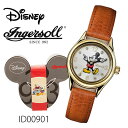 【レビューでプレゼント】ミッキーマウスウォッチ　ID00901　Ingersoll Disney Classic 2016 Collection 時計 プレゼント ギフト 贈り物 腕時計 おしゃれ ウォッチ ゴールド ホワイト ブラウン